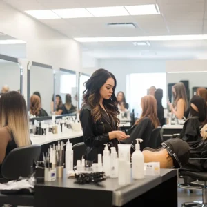 Experience a dynamic and engaging Hair Extensions Training program in a modern salon environment. Learn from experienced professionals in a hands-on setting complete with salon chairs, mannequins, and the latest tools and techniques.