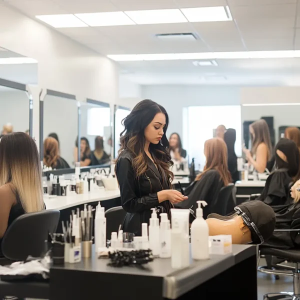 Experience a dynamic and engaging Hair Extensions Training program in a modern salon environment. Learn from experienced professionals in a hands-on setting complete with salon chairs, mannequins, and the latest tools and techniques.