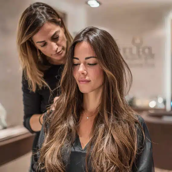 Don't settle for less. This photo shows the expertise and attention to detail that goes into every hair extensions weft application, promising a natural and beautiful result.