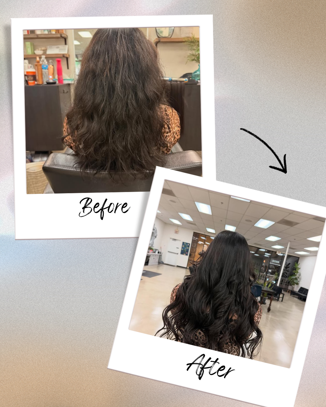 Close-up view of the scalp area showing the discreet application of bead-based I-Tip extensions for added hair density and volume.